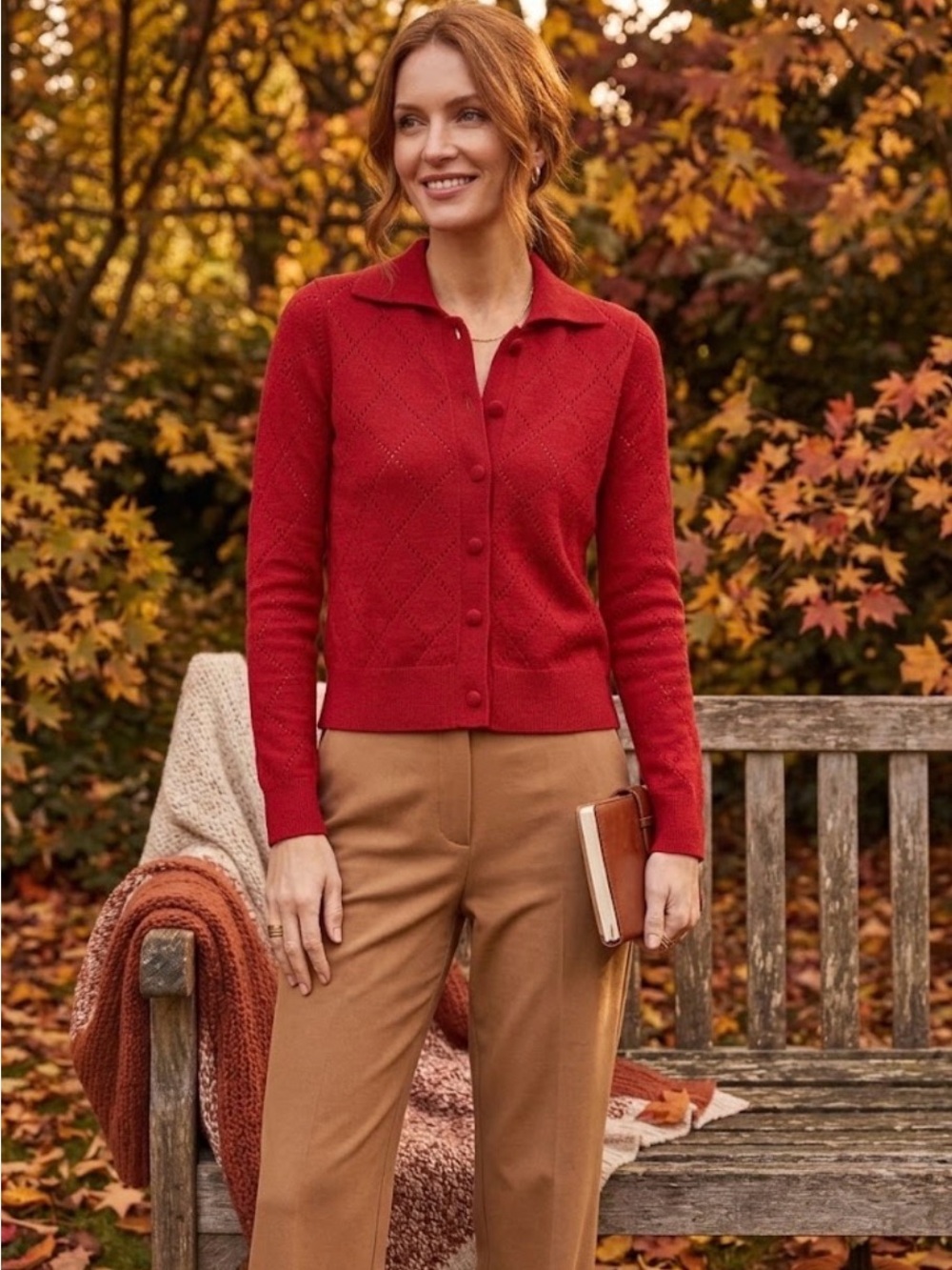 Rails Red Diamond-Knit Button-Front Cardigan | Size XS | Excellent Condition